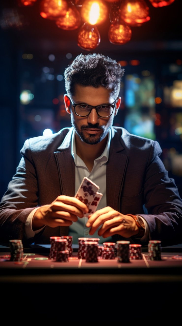 Meja Baccarat dealer langsung dengan dua tangan kartu dan area taruhan